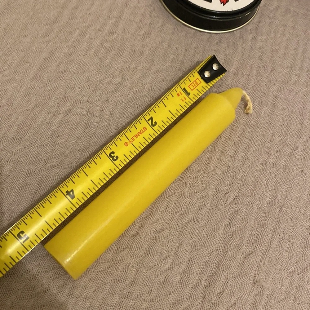 Vintyge Emergency Candle Kit Metal Container with 7 Yellow Candles. New